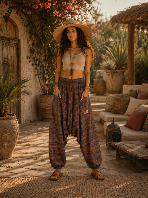 Diamond-Pocket Bohemian Pant in Ocean Indigo